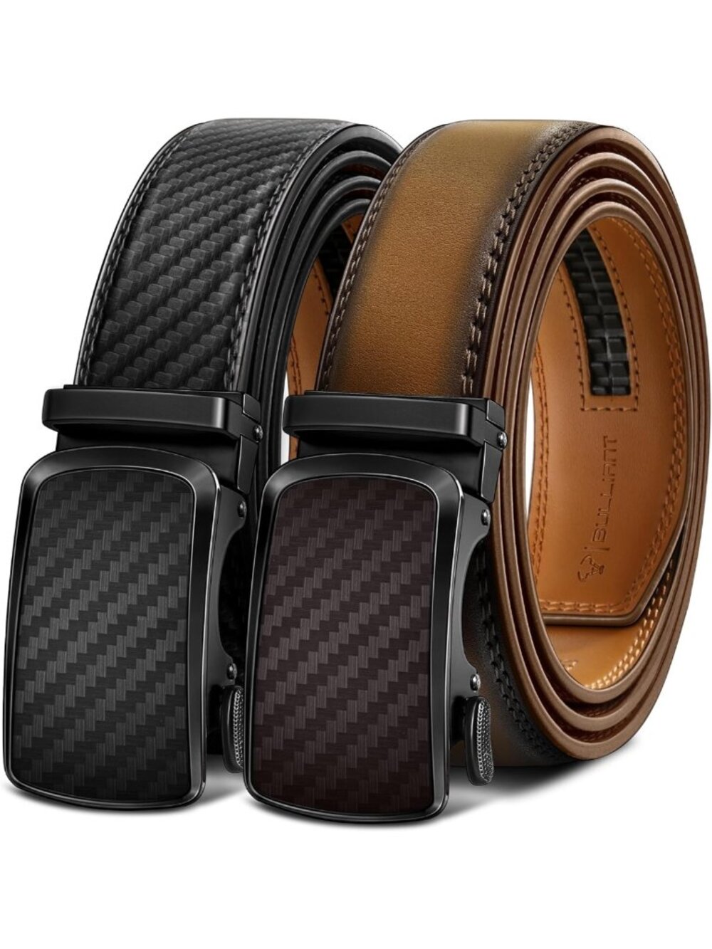 Adjustable Leather Ratchet Belts for Men - 2 Pack, Perfect Fit Gift, Stylish